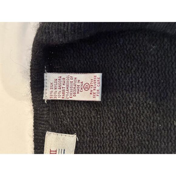 Vintage Karen Scott II Women Black Gold Christmas silk Cardigan Sweater Size 3X - Picture 5 of 8